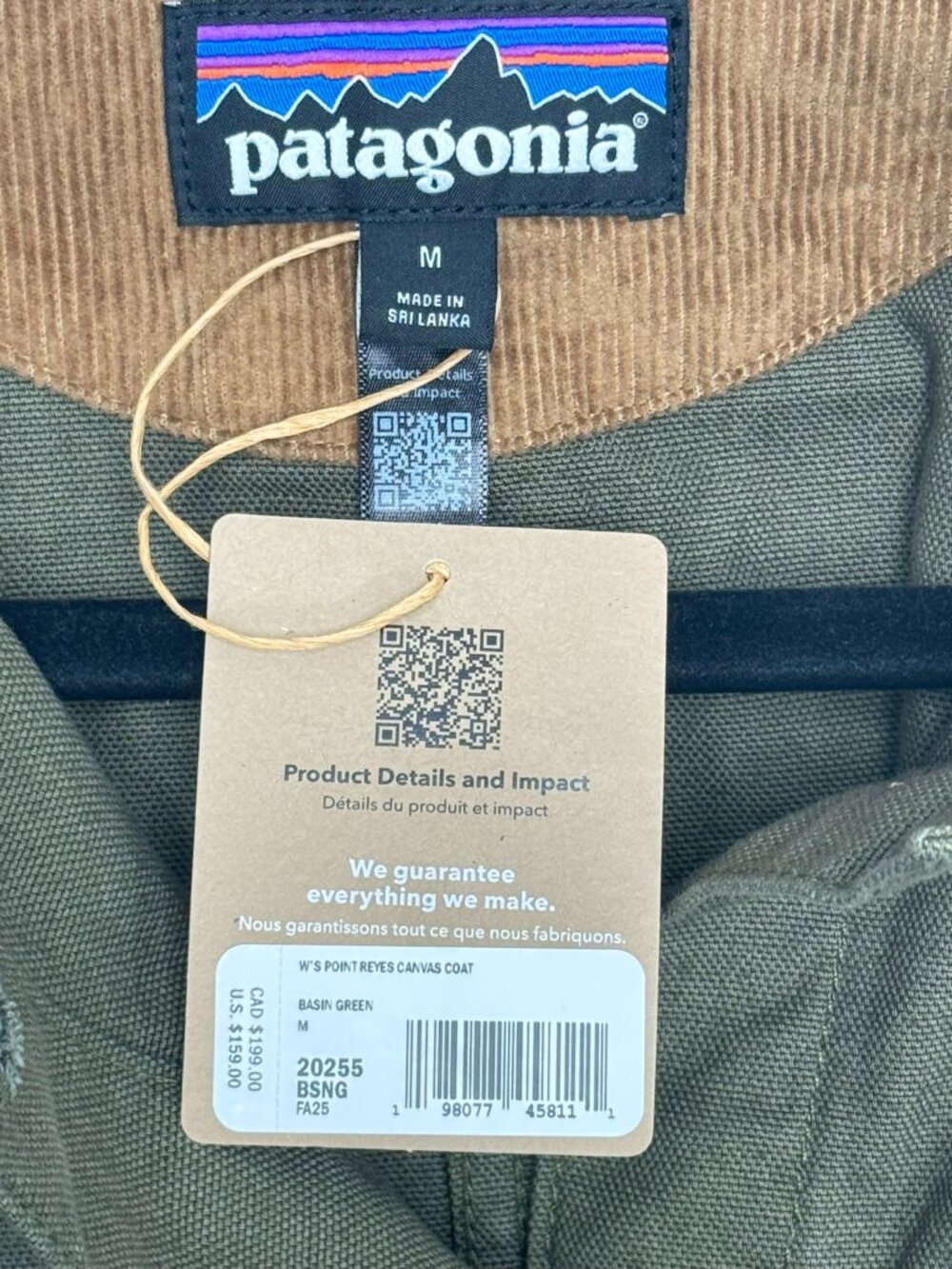 Patagonia Women's Point Reyes Canvas Coat 'Basin Green' 20255 BSNG - Picture 6 of 7
